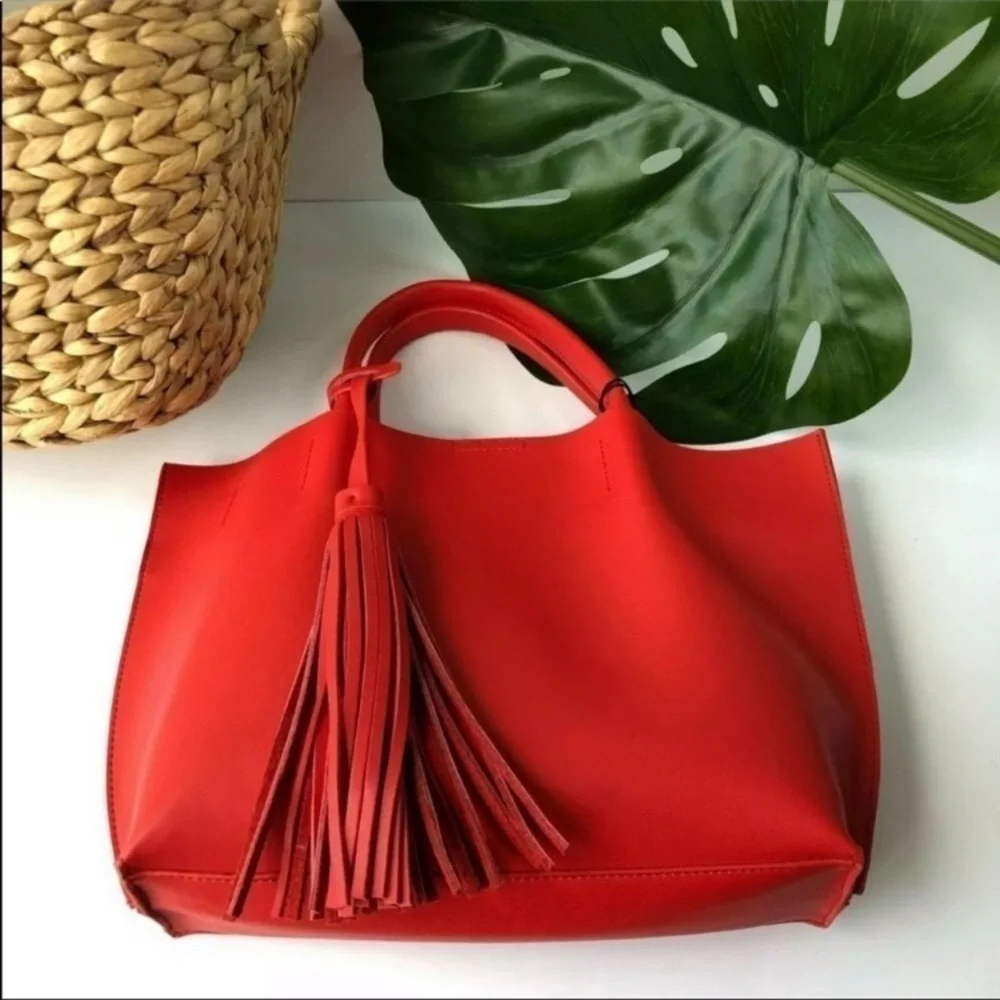 Co-lab bag Colab Christopher kon vegan Leather satchel tote Red NWT